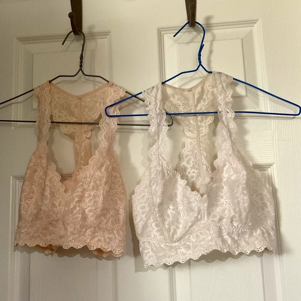 Pretty Lace Bralette T back Set in Pink and White